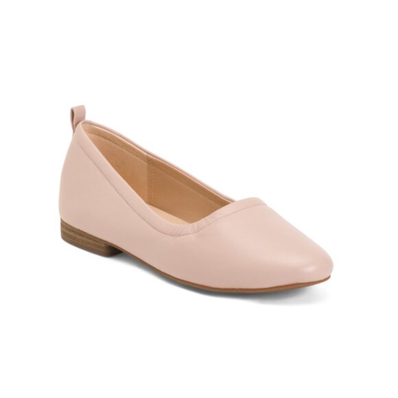 CLARKS Light Pink Leather Fawna Soft Comfort Ballet Flats - Picture 1 of 2